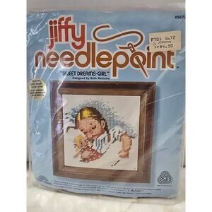 Jiffy Needlepoint 1978 Sweet Dreams Girl Nos Sunset Designs